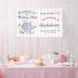 Retro Pink Seashells & Wedding Bachelorette Banner