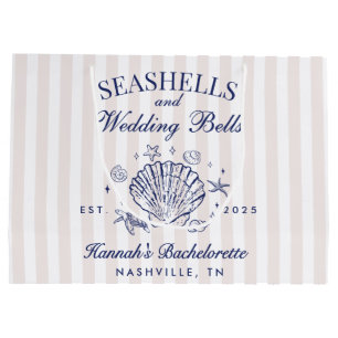 Retro Pink Seashells & Wedding Bachelorette Große Geschenktüte