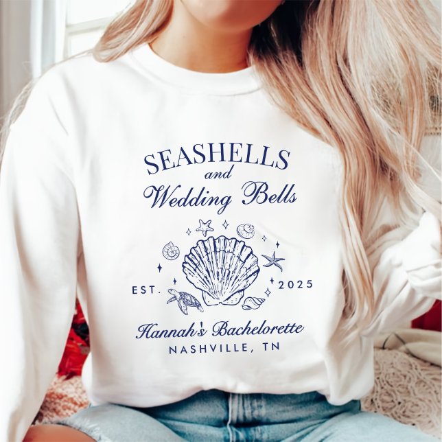 Retro Pink Seashells & Wedding Bachelorette Sweatshirt (Von Creator hochgeladen)