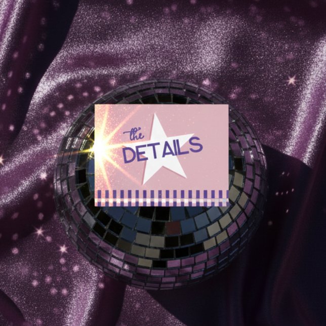 Retro Pink & Silver Disco Wedding Detail Foil Card Folien Feiertagspostkarte (Von Creator hochgeladen)