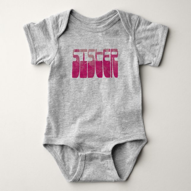 Retro Pink Sister Baby Strampler (Vorderseite)