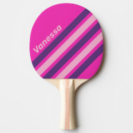 Retro Pink Sky Angled Striping with Name Tischtennis Schläger