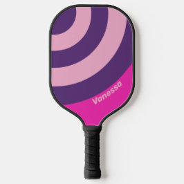 Retro Pink Sky Circle Streifen mit Namen Pickleball Schläger