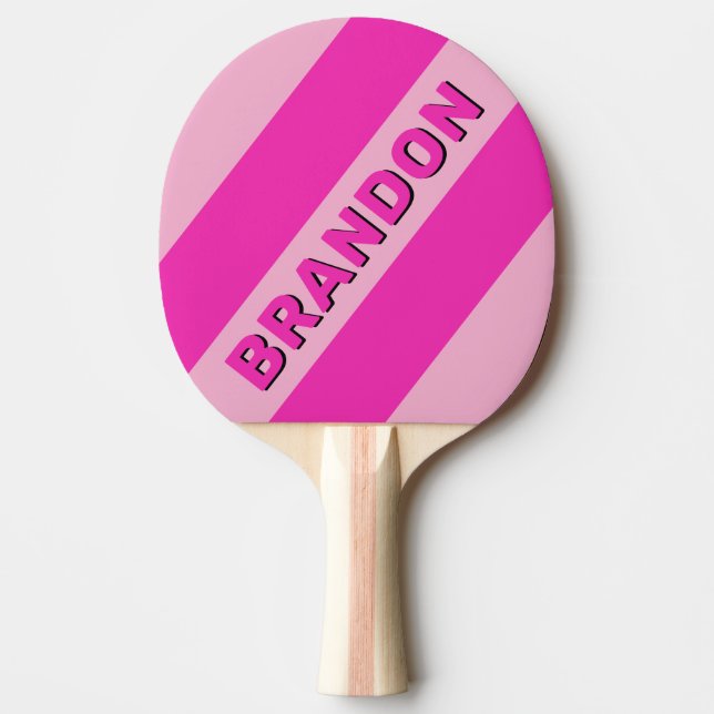 Retro Pink Sky Drei fette Streifen mit Namen Tischtennis Schläger (Vorderseite)