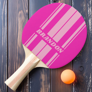 Retro Pink Sky Dual Board Streifen mit Namen Tischtennis Schläger