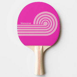 Retro Pink Sky Dual Curl Streifen mit Namen Tischtennis Schläger