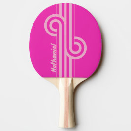Retro Pink Sky Dual Stripe Loop mit Namen Tischtennis Schläger