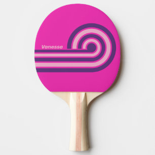 Retro Pink Sky Lockenstreifen mit Namen Tischtennis Schläger