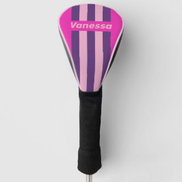 Retro Pink Sky Pin Stripes with Name Golf Headcover