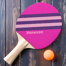 Retro Pink Sky Streifen mit Namen Tischtennis Schläger