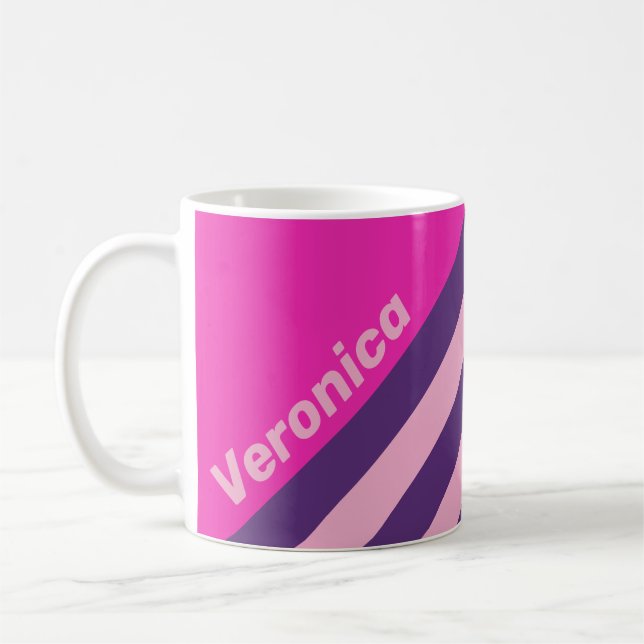 Retro Pink Sky Stripes with Name Kaffeetasse (Links)
