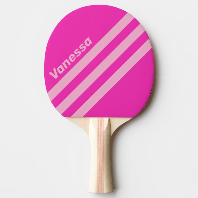 Retro Pink Sky Three Angled Striping with Name Tischtennis Schläger (Vorderseite)