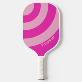 Retro Pink Sky Three Circle Strike mit Namen Pickleball Schläger