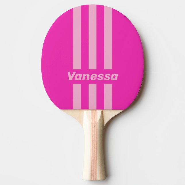 Retro Pink Sky Three Pin Stripes with Name Tischtennis Schläger (Vorderseite)