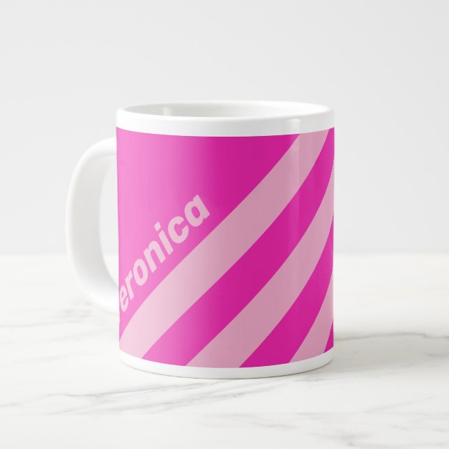 Retro Pink Sky Three Stripes with Name Jumbo-Tasse (Vorderseite Links)