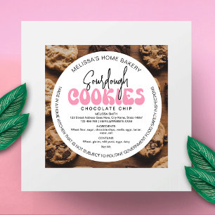 Retro Pink Sourdough Bakery Cookies Zutaten Runder Aufkleber