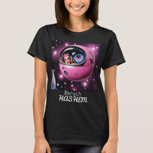 Retro Pink Space Girl in den Sternen T-Shirt