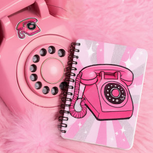 Retro Pink Sparkle Rotary Landline Telefon Notizblock