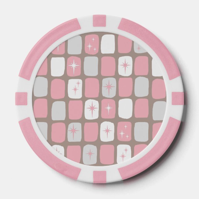 Retro Pink Sternexplosionen Poker Chips (Vorderseite)