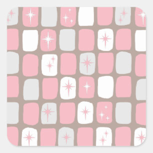 Retro Pink Sternexplosionen Square Stickers