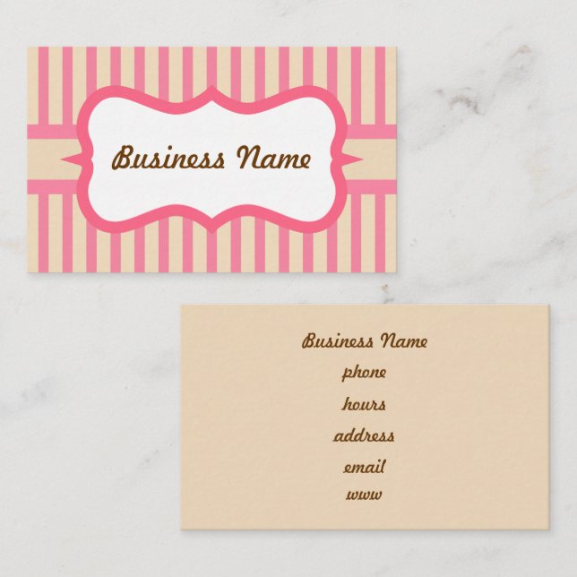 Retro Pink Strip Business Card Visitenkarte (Vorne/Hinten)