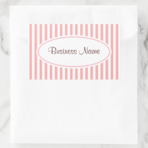 Retro Pink Strip Business Stickers