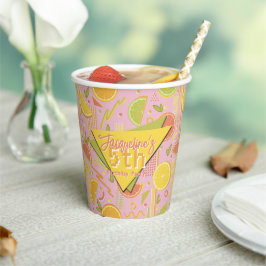 Retro Pink Summer Citrus Fruit Birthday Pappbecher