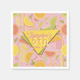 Retro Pink Summer Citrus Fruit Birthday Serviette