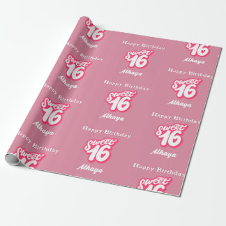 Retro Pink Sweet 16. Geburtstag Geschenkpapier