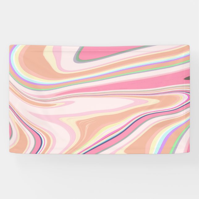 Retro Pink Swirl Liquid Painting Ästhetische Gesta Banner (Horizontal)