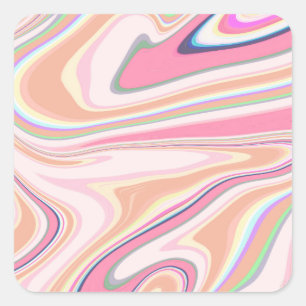 Retro Pink Swirl Liquid Painting Ästhetische Gesta Quadratischer Aufkleber
