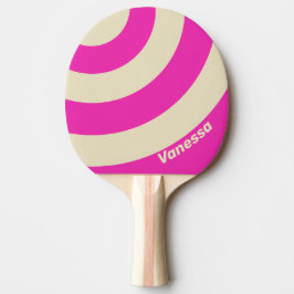 Retro Pink Three Circle Stripe with Name Tischtennis Schläger
