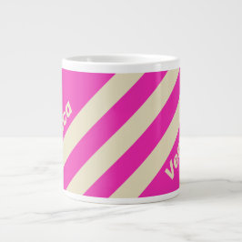 Retro Pink Three Stripes with Name Jumbo-Tasse