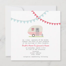 Retro Pink Trailer Hochzeit Einladung