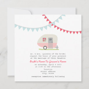 Retro Pink Trailer Hochzeit Einladung