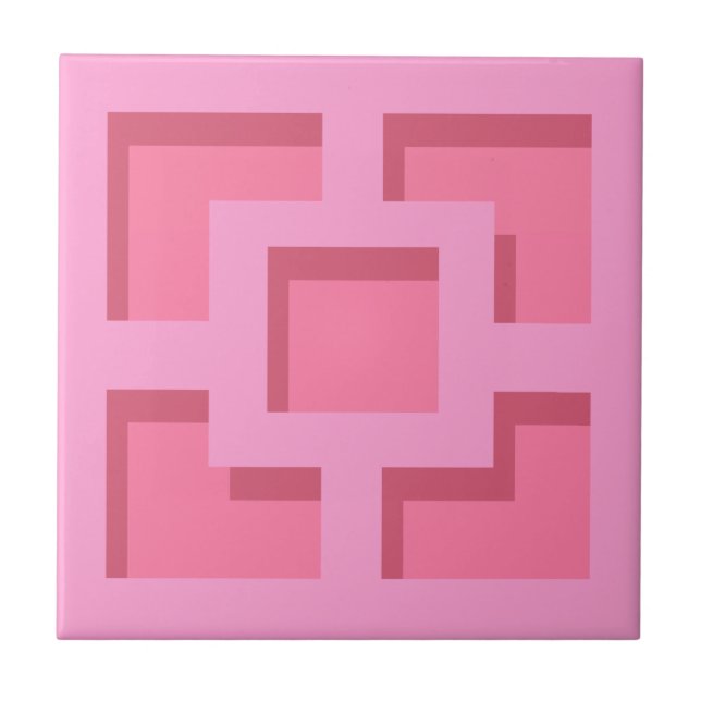Retro Pink Trellis Keramik Tile Fliese (Vorderseite)