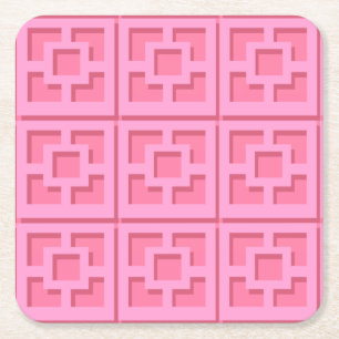 Retro Pink Trellis Paper Untersetzer