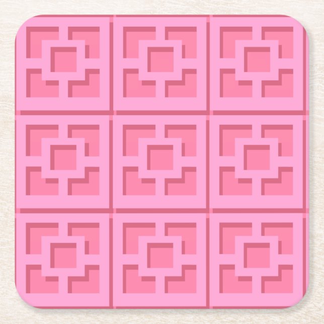 Retro Pink Trellis Paper Untersetzer (Vorderseite)