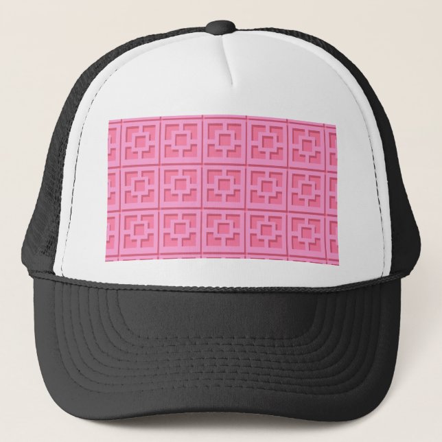Retro Pink Trellis Trucker Hat Truckerkappe (Vorderseite)