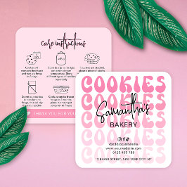 Retro Pink Trendy Sugar Cookies Betreuungsanweisun Quadratische Visitenkarte