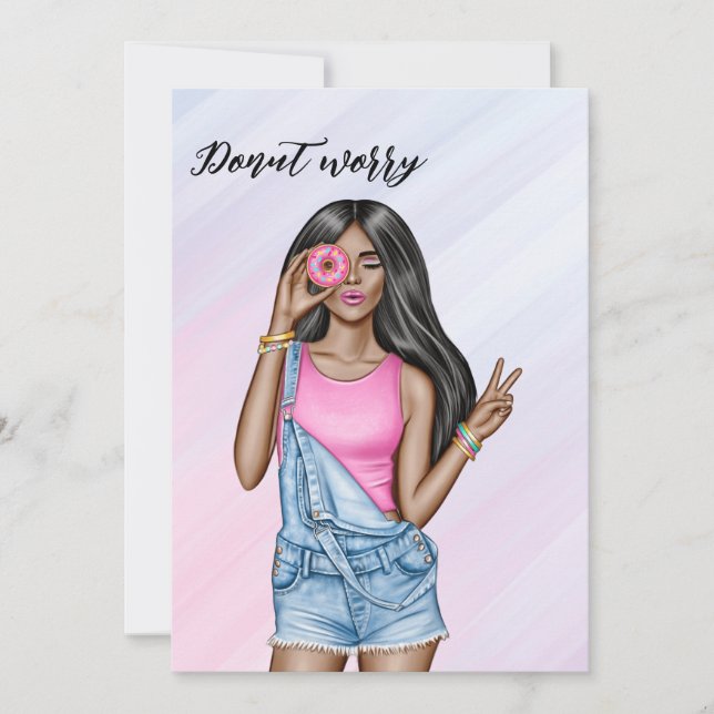 Retro Pink und Blue Donut Girl Junggeselinnen-Absc Einladung (Vorderseite)