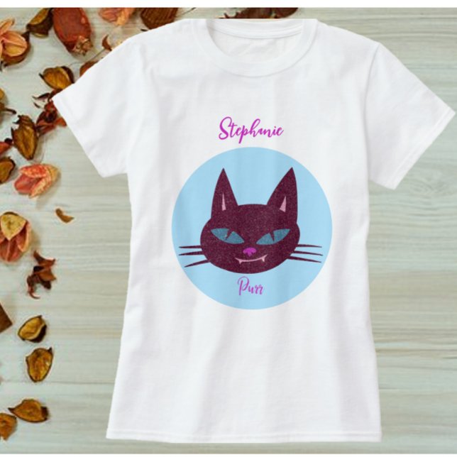 Retro Pink und Blue Purring Kitty T-Shirt (Von Creator hochgeladen)