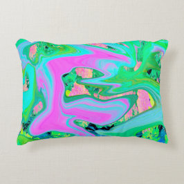 Retro Pink und Light Blue Liquide Art auf Hydrange Dekokissen