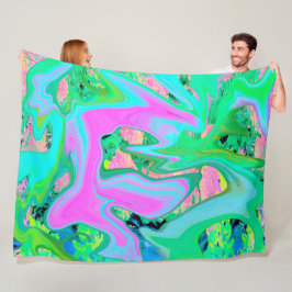 Retro Pink und Light Blue Liquide Art auf Hydrange Fleecedecke