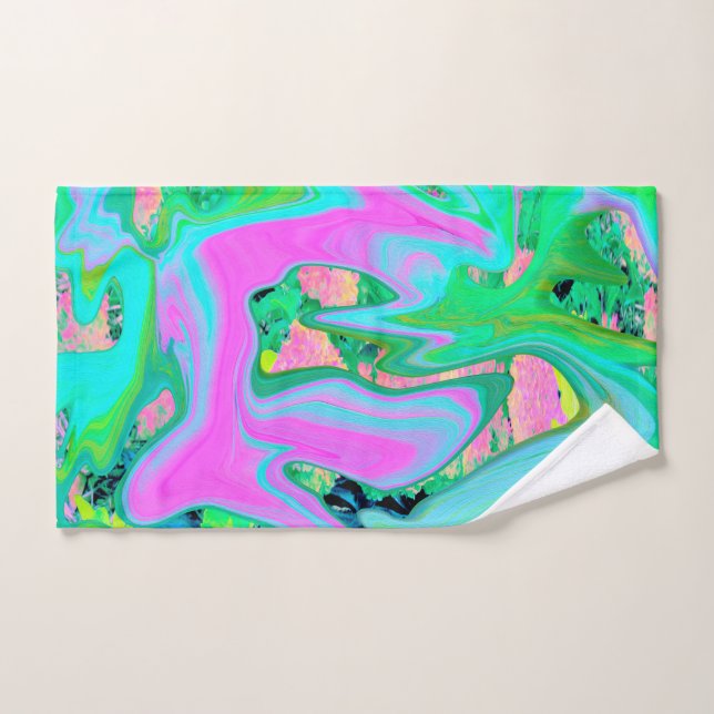 Retro Pink und Light Blue Liquide Art auf Hydrange Handtuch (Handtuch)