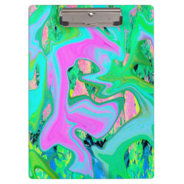 Retro Pink und Light Blue Liquide Art auf Hydrange Klemmbrett