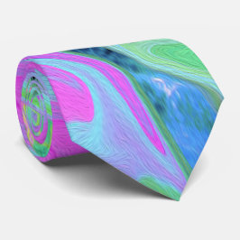 Retro Pink und Light Blue Liquide Art auf Hydrange Krawatte