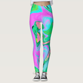 Retro Pink und Light Blue Liquide Art auf Hydrange Leggings