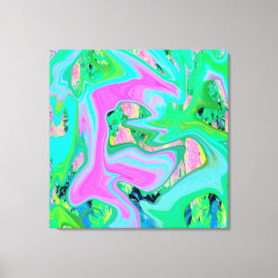 Retro Pink und Light Blue Liquide Art auf Hydrange Leinwanddruck