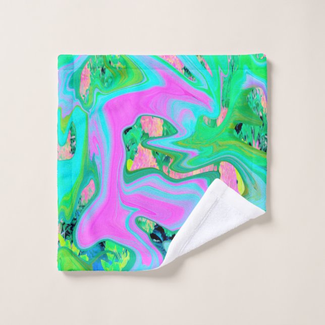Retro Pink und Light Blue Liquide Art auf Hydrange Waschlappen (Waschlappen)
